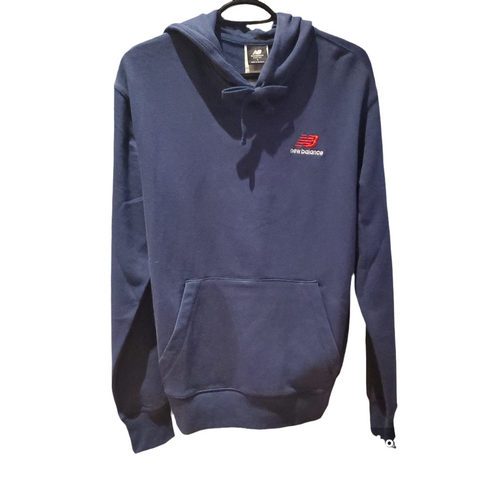 Hoodie new balance bleu gris logo rouge