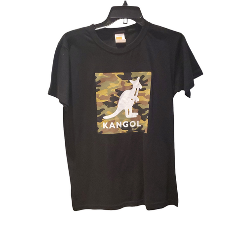 Tshirt kangol noir logo camoufflage brillant