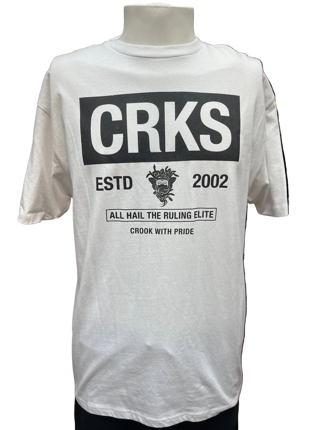 Tee-shirt Vintage CROOKS & CASTLES XL – Motif Samouraï Blanc, Bon état