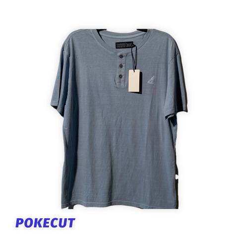 T-shirt kangol gris bleu avec bouton