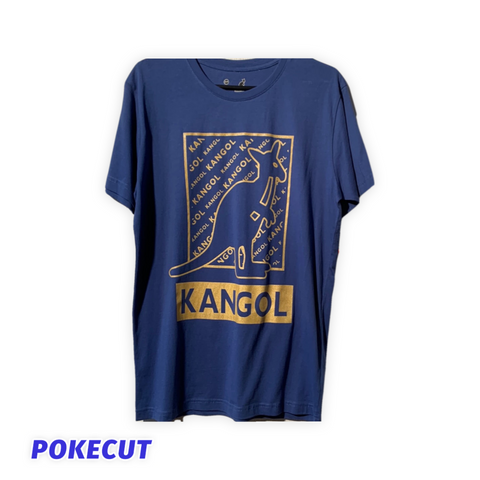 T-shirt kangol bleu motif doré