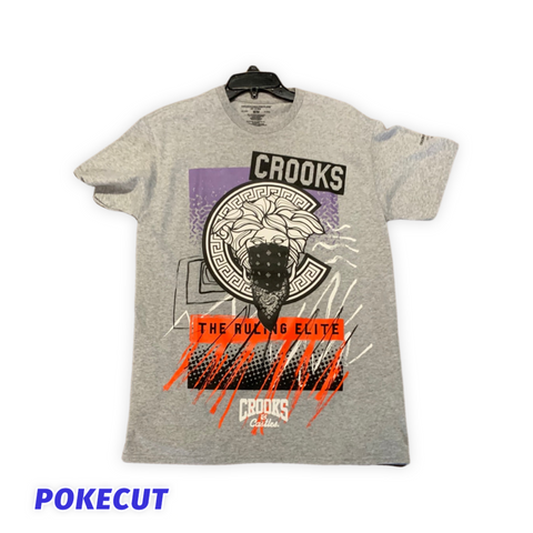 T-Shirt gris crooks a motifs