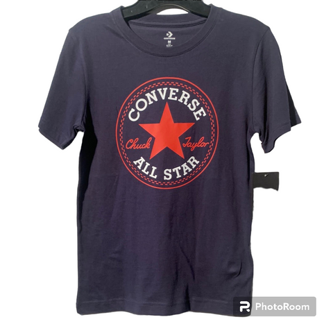 T shirt converse bleu  logo rouge