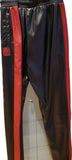 Pantalon kangol en cuir noir et rouge