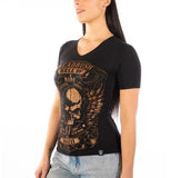 FOLIE VINTAGE V NECK TEE BLACK AND GOLD